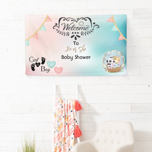 Gender onthulling Baby shower Welkomstbanner Spandoek (Insitu)