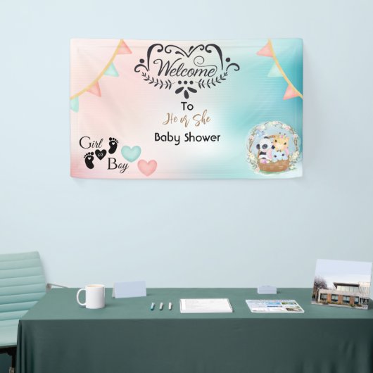 Gender onthulling Baby shower Welkomstbanner Spandoek (Beurs)