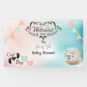 Gender onthulling Baby shower Welkomstbanner Spandoek
