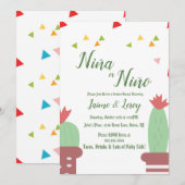 Gender onthulling Cactus Niña Niño Fiesta Uitnodig Kaart (Voorkant / Achterkant)