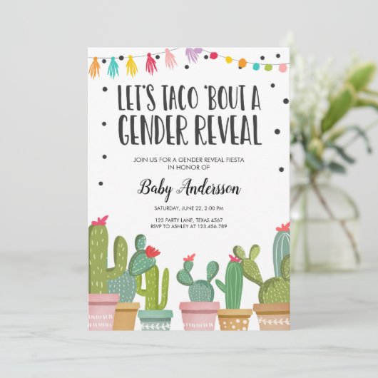 Gender onthulling Fiesta Invitation Baby shower Kaart (Staand voorkant)