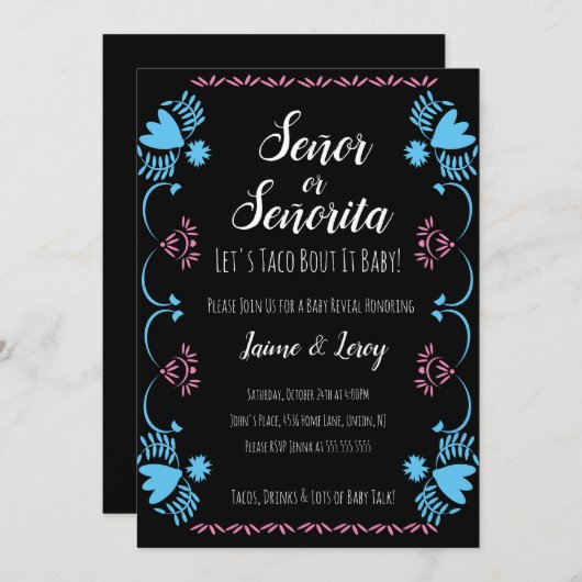 Gender onthulling Fiesta Papel Picado Kaart (Voorkant / Achterkant)