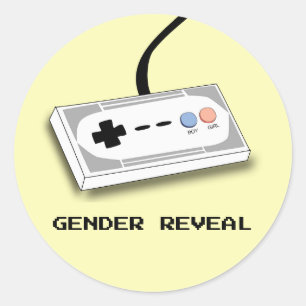 Gender onthulling Gamer Controller Boy Girl Ronde Sticker