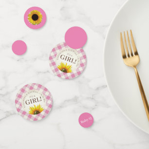 Gender onthulling Gingham and Sunflower Baby Q Confetti