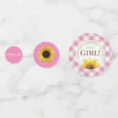 Gender onthulling Gingham and Sunflower Baby Q Confetti (Voorkanten)