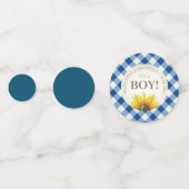 Gender onthulling Gingham and Sunflower Baby Q Confetti (Achterkanten)