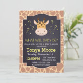 Gender onthulling Giraffe Baby shower Uitnodiging (Staand voorkant)