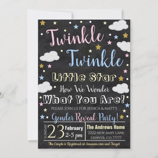 Gender onthulling Little Star Invitation Kaart (Voorkant)