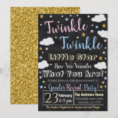 Gender onthulling Little Star Invitation Kaart (Voorkant / Achterkant)
