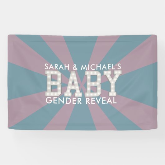 Gender onthulling roze en blauwe Baby shower banne Spandoek (Horizontaal)
