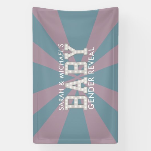 Gender onthulling roze en blauwe Baby shower banne Spandoek (Verticaal)