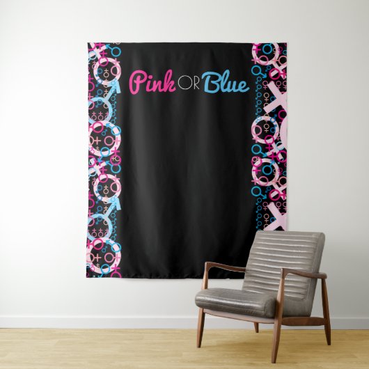 GENDER ONTHULLING Roze of Blauwe Baby Foto Occasio Wandkleed (In situ)