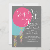 Gender onthulling Tassel Boho Ballonuitnodiging Kaart (Voorkant)