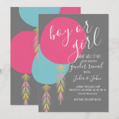 Gender onthulling Tassel Boho Ballonuitnodiging Kaart (Voorkant / Achterkant)