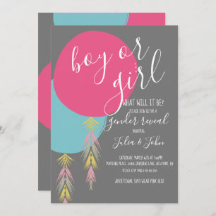 Gender onthulling Tassel Boho Ballonuitnodiging Kaart