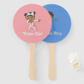 Gender onthulling Team Girl/Boy Pink of Blue Handwaaier (Voorkant en achterkant)