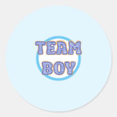 Gender onthulling teamjongen ronde sticker (Voorkant)
