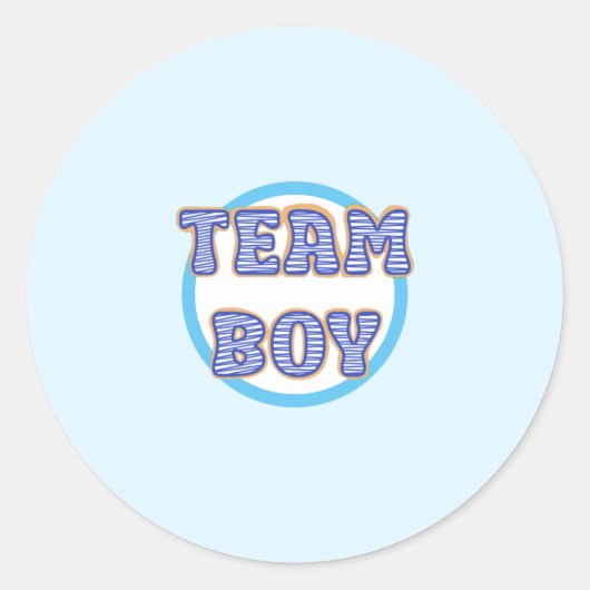 Gender onthulling teamjongen ronde sticker (Voorkant)