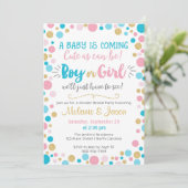 Gender onthulling Uitnodiging Baby shower Jongen o (Staand voorkant)