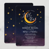 Gender onthulling Uitnodiging Twinkle Little Moon  (Voorkant / Achterkant)