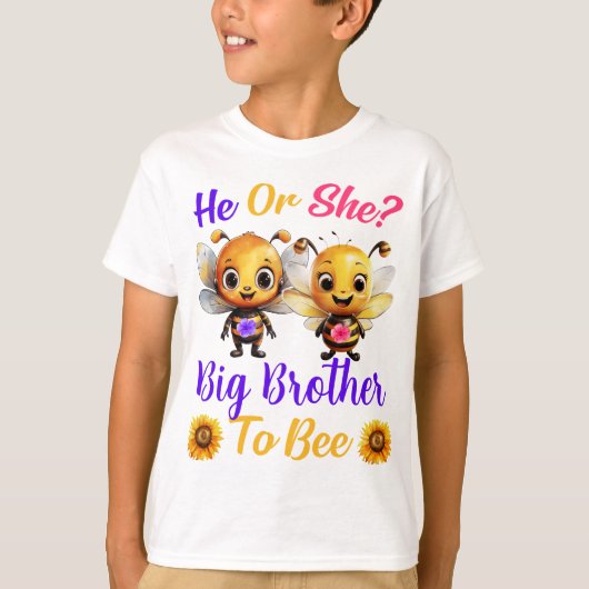 Gender Onthult Hij Haar Grote Broer Te Bee Boys Wi T-shirt (Voorkant)