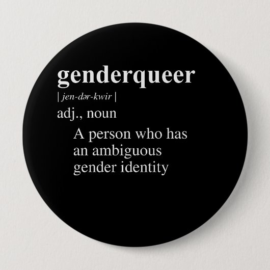 GENDER QUEER DEFINITIE RONDE BUTTON 4,0 CM (Voorkant)