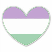 Gender Queer Paars, Green, White Pride Heart Stic Sticker (Voorkant)