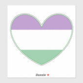 Gender Queer Paars, Green, White Pride Heart Stic Sticker (Vel)