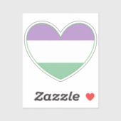 Gender Queer Paars, Green, White Pride Heart Sticker (Vel)