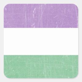 Gender Queer Paars, Groen en Wit Vierkante Sticker