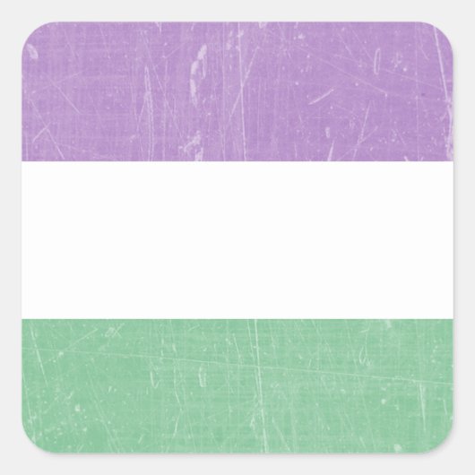 Gender Queer Paars, Groen en Wit Vierkante Sticker (Voorkant)