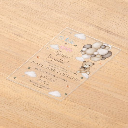 Gender Reveal Acryl uitnodiging (Laagn)