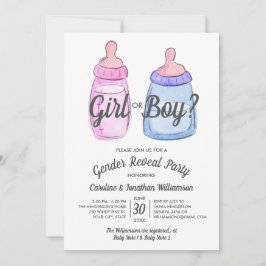 Gender Reveal Baby Party Invitation meisje of jong Kaart