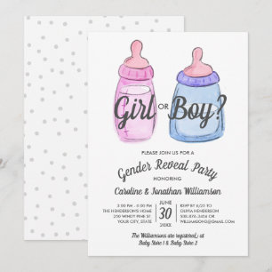 Gender Reveal Baby Party Invitation meisje of jong Kaart