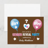 Gender Reveal Baby shower Aankondiging jongen of m (Voorkant / Achterkant)
