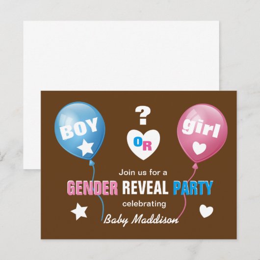 Gender Reveal Baby shower Aankondiging jongen of m (Voorkant / Achterkant)