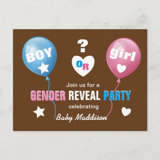 Gender Reveal Baby shower Aankondiging jongen of m (Voorkant)