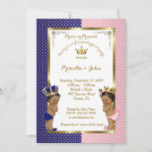 Gender Reveal Baby shower, blauw, roze, goud Kaart (Voorkant)