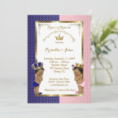 Gender Reveal Baby shower, blauw, roze, goud Kaart (Staand voorkant)