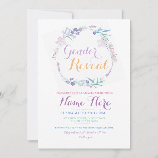 Gender Reveal Baby shower Roze Bloemen Party Uitno Kaart (Voorkant)