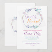 Gender Reveal Baby shower Roze Bloemen Party Uitno Kaart (Voorkant / Achterkant)