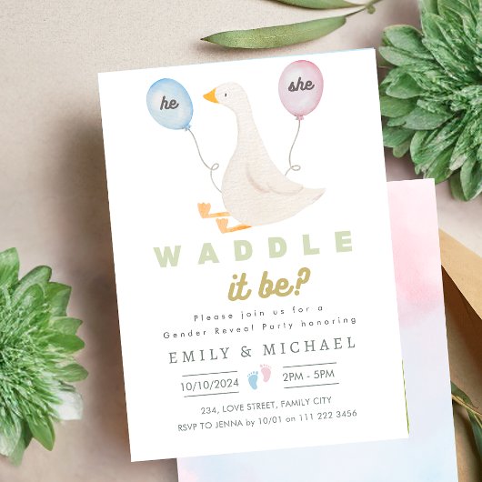 Gender Reveal Baby Zwangerschap Waddle It Be Goose Kaart