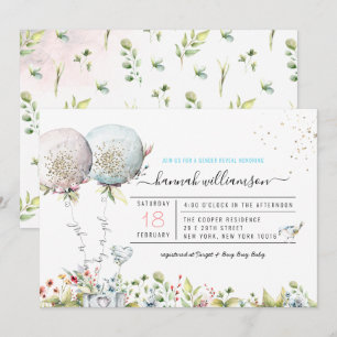 Gender Reveal Balloons Baby shower Invitation Kaart