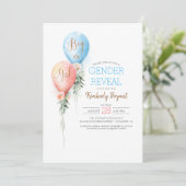 Gender Reveal Balloons Baby shower uitnodiging (Staand voorkant)