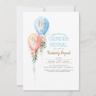 Gender Reveal Balloons Baby shower uitnodiging