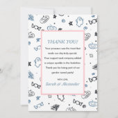 Gender reveal bedankjes Schattige roze en blauw Bedankkaart (Voorkant)