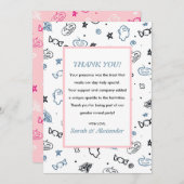 Gender reveal bedankjes Schattige roze en blauw Bedankkaart (Voorkant / Achterkant)