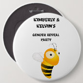 Gender Reveal Bee Party Ronde Button 6,0 Cm (Voorkant /achterkant)