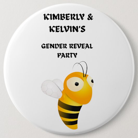 Gender Reveal Bee Party Ronde Button 6,0 Cm (Voorkant)
