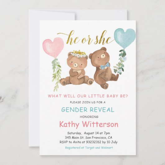 Gender Reveal Beer Balloons Baby shower Kaart (Voorkant)